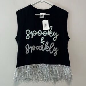 QUEEN OF SPARKLES Halloween Spooky & Sparkly Sweater Top
